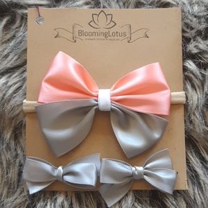 Baby girl nylon headband and hair bow pins